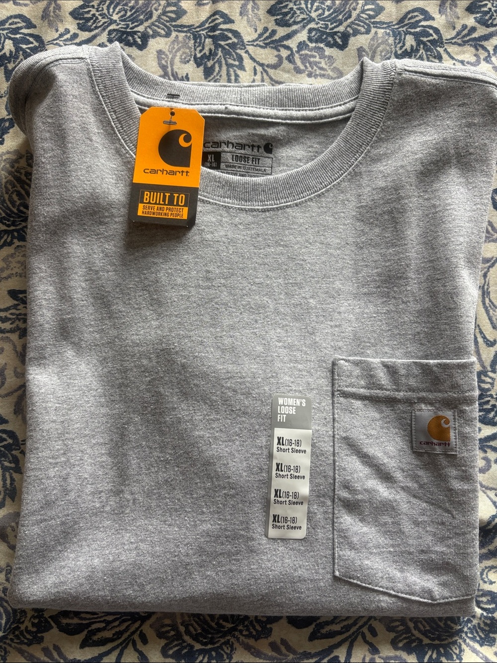 Carhartt Women's Short Sleeve Pocket Tee in Heather Gray XL NWT